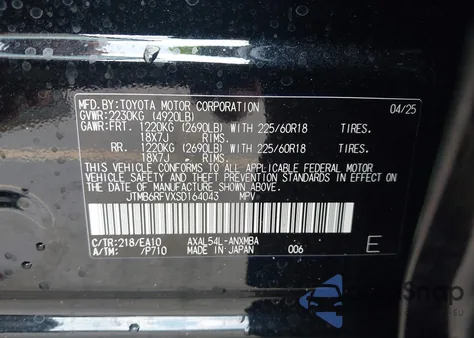 2025 Toyota Rav4 Hybrid Xle Premium z USA, uszkodzony, nr VIN JTMB6RFVXSD164043